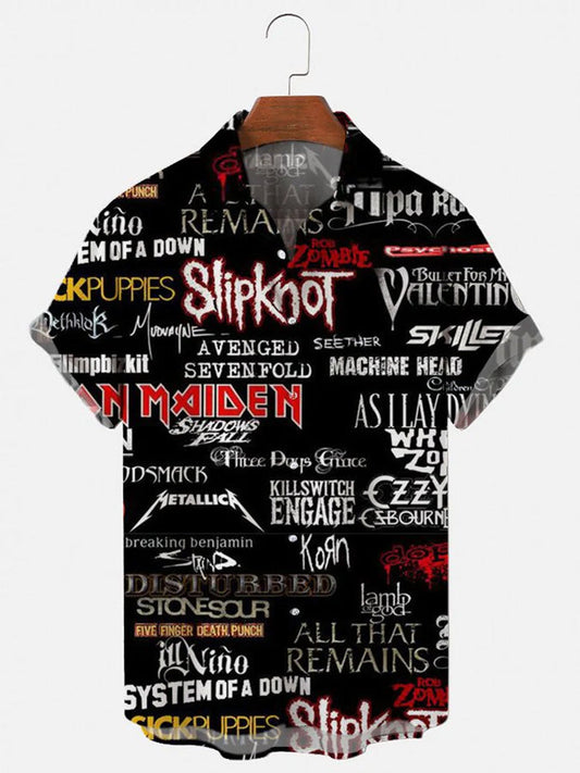 Men's Rock Band Casual Print Short Sleeve Shirt