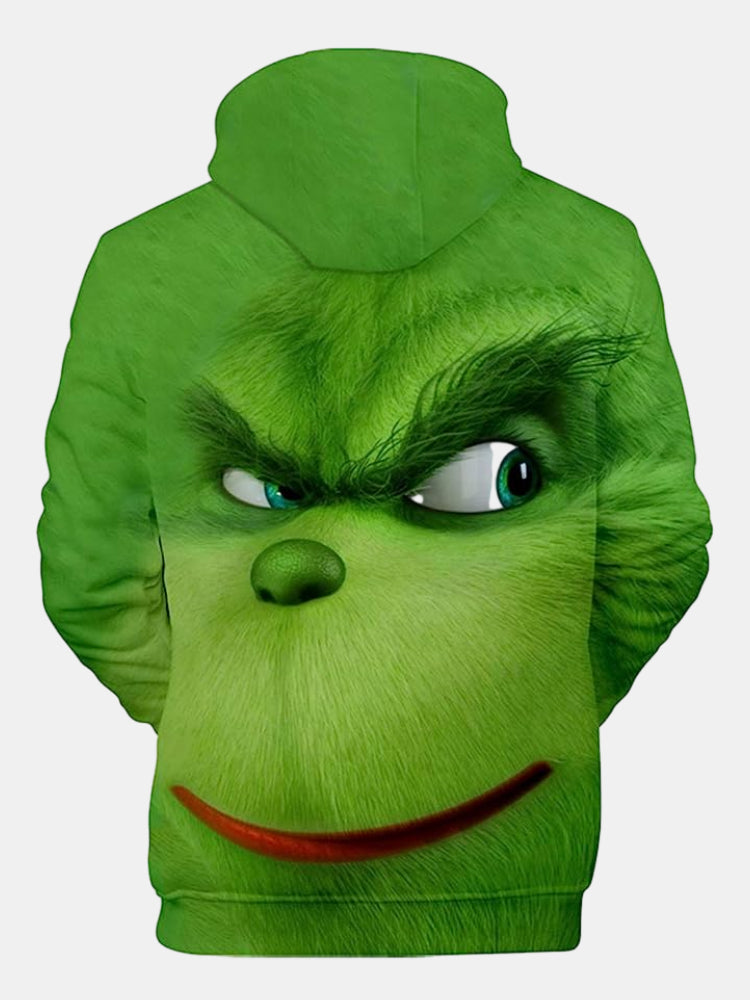 Christmas Grinch Fun Print Long Sleeve Hoodie