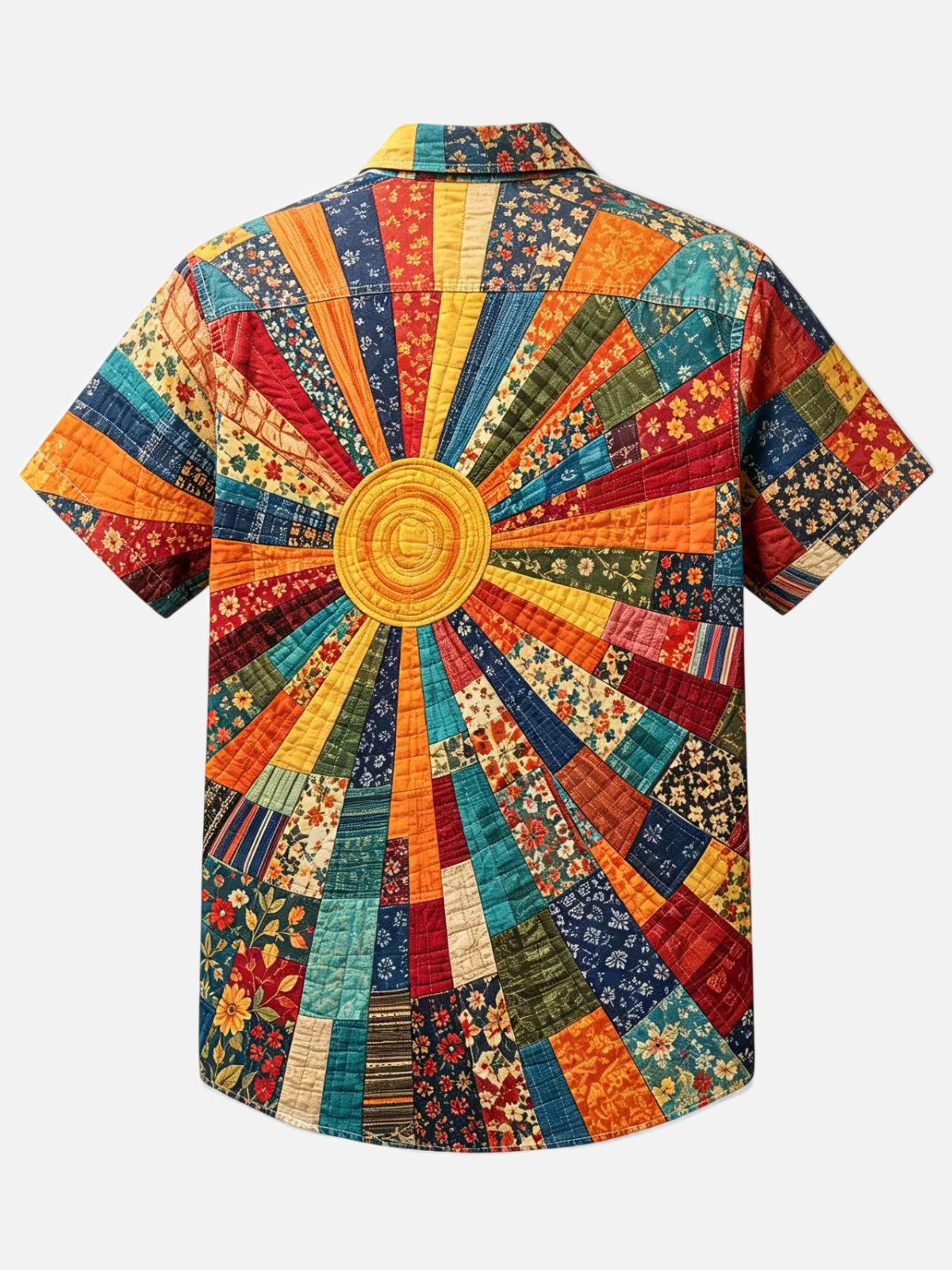 Boho Sunburst Patchwork Shirt-100% Cotton Shirt