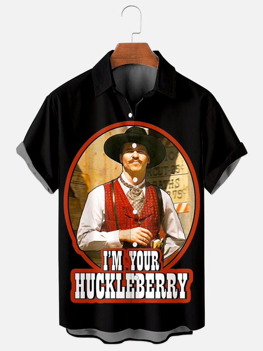 Men's Retro Western Movie Character Print Casual Short Sleeve Shirt