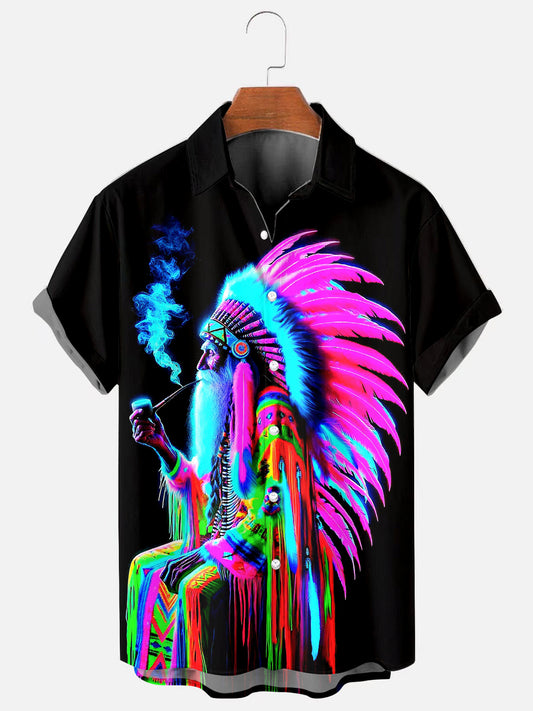 Native American Psychedelic Hawaiian Short Sleeve Shirt
