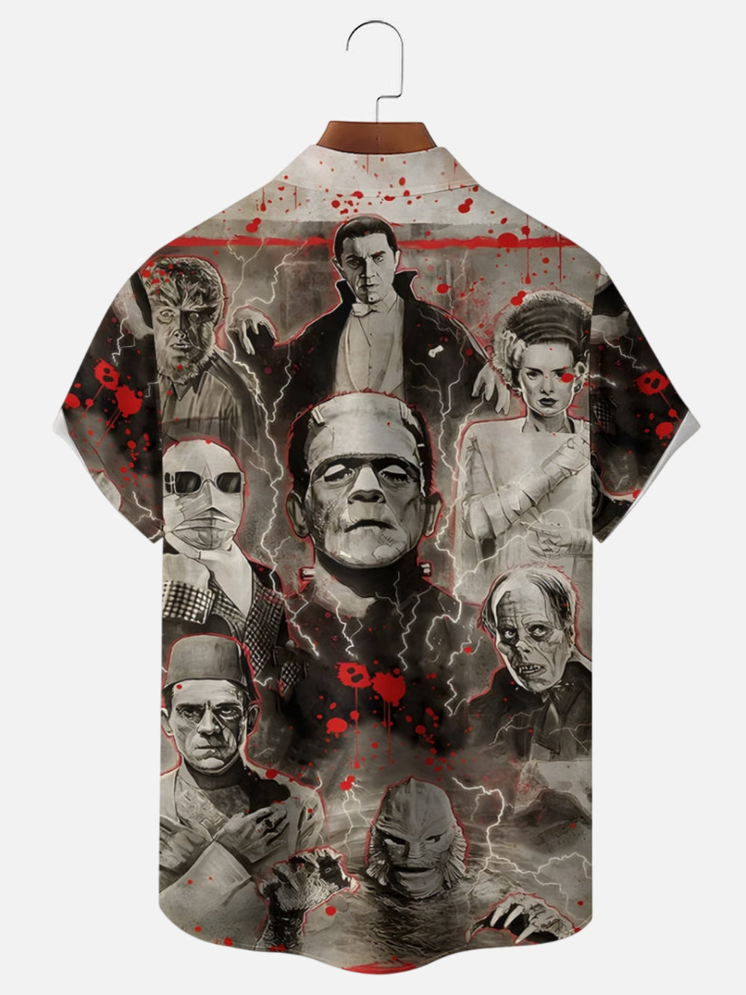 Men's Horror Character Print Hawaiian Short Sleeve Shirt