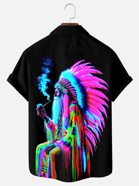 Native American Psychedelic Hawaiian Short Sleeve Shirt