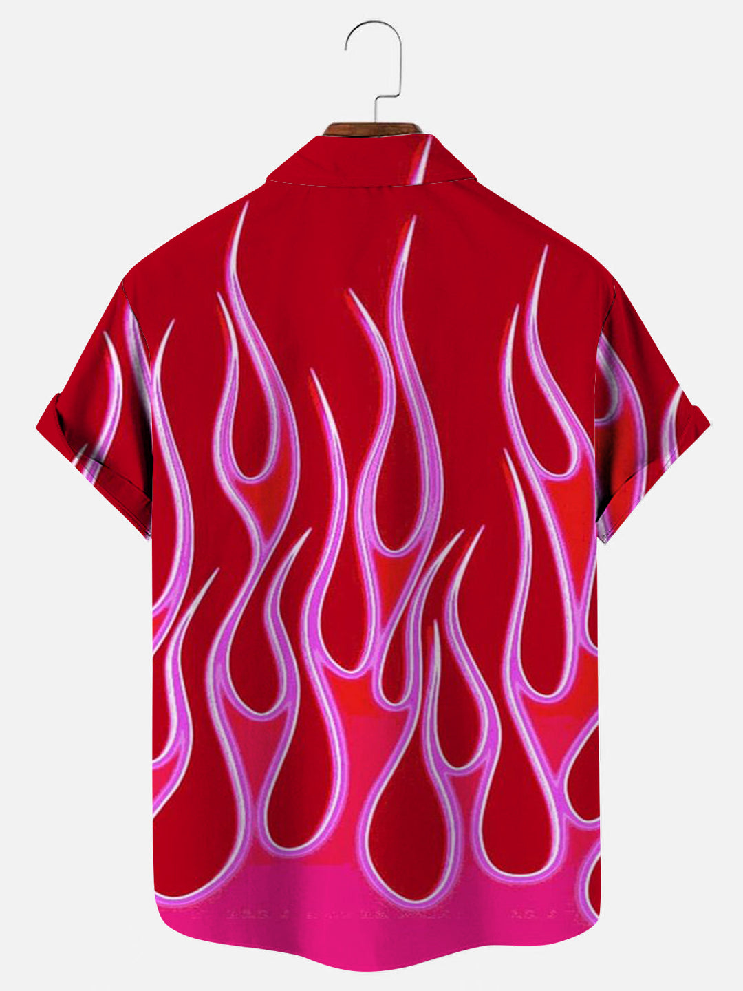 Men's Flame Print Fashion Hawaiian Short Sleeve Shirt