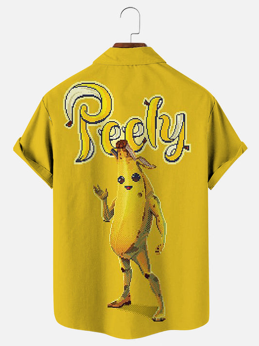 Fun Banana Man Print Men's Short Sleeve Shirt