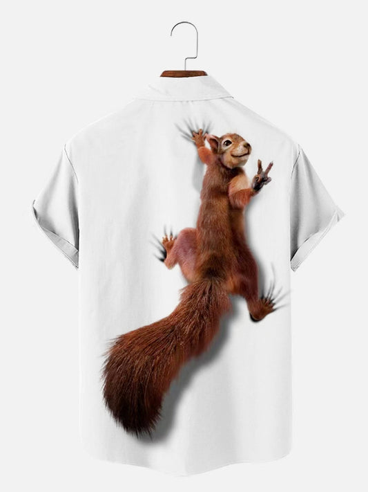Men's Squirrel Animal Fun Short Sleeve Shirt