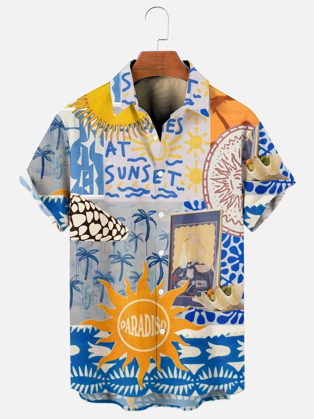 Men's Summer Art Print Hawaiian Short Sleeve Shirt