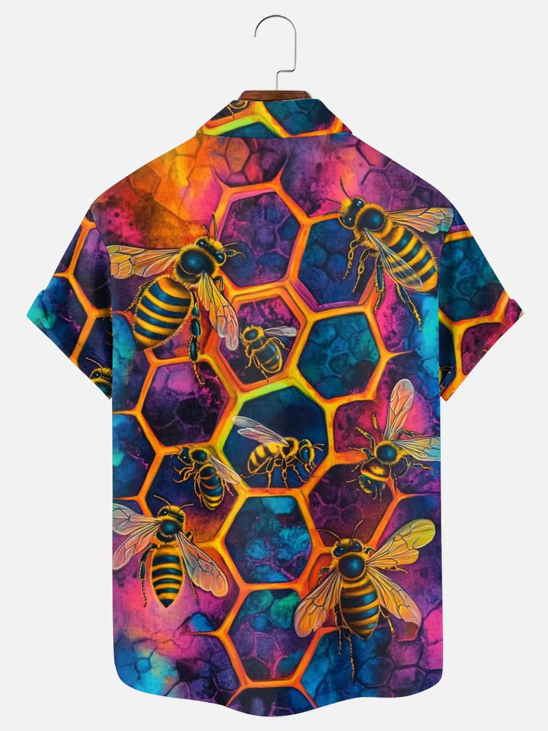Men's Honeycomb Print Hawaiian Short Sleeve Shirt