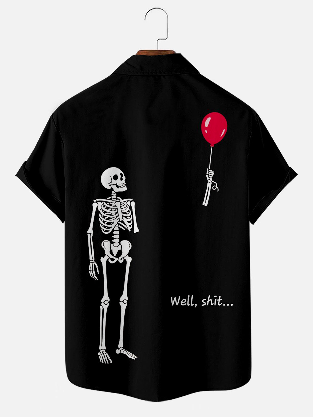Men's Fun Skull and Red Balloon Art Print Pocket Shirt