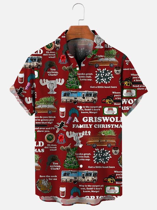 Christmas Printed Casual Short Sleeve Shirt