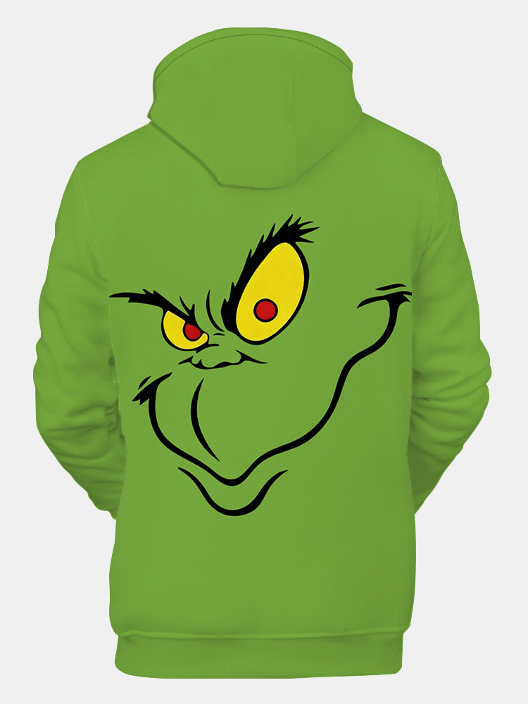 Christmas Grinch Face Print Hoodie