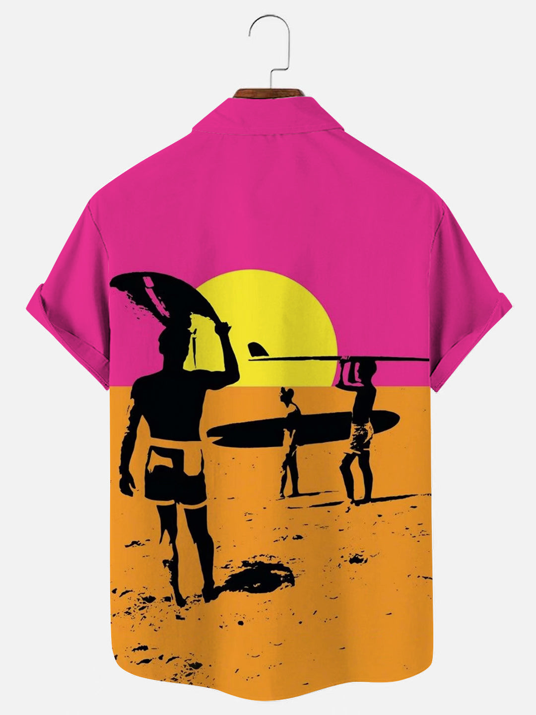 Men's Retro Summer Surf Poster Print Hawaiian Short Sleeve Shirt