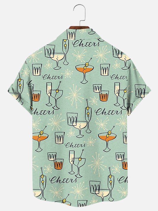 Men's Colorful Stripe Print Hawaiian Breathable Short Sleeve Shirt