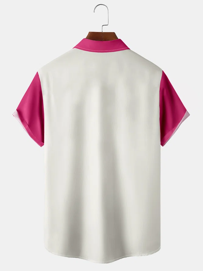 Men's Flamingo Print Casual Short Sleeve Hawaiian Shirt