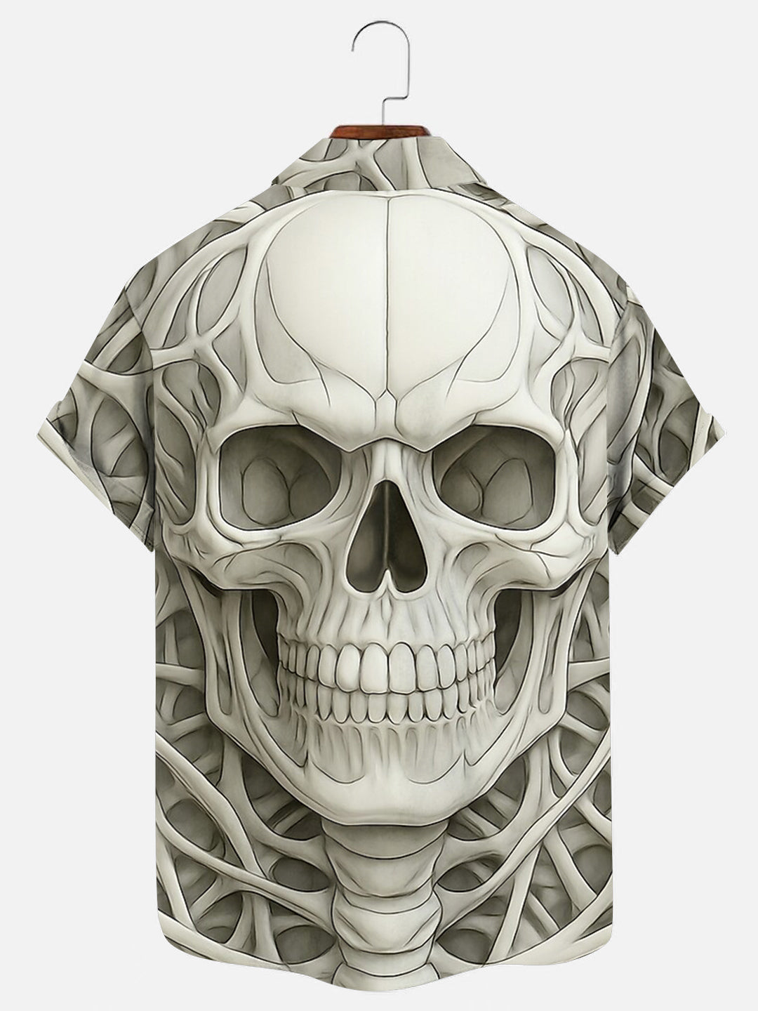 Men's Human Bone Mesh Print Short Sleeve Shirt
