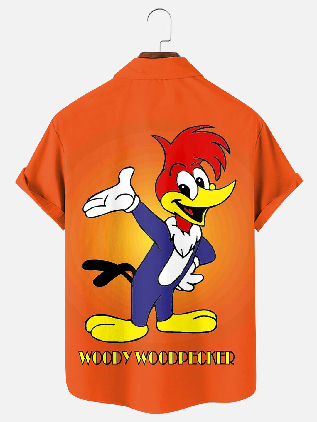 Men's Vintage Animated Woodpecker Cartoon Character Print Hawaiian Short Sleeve Shirt