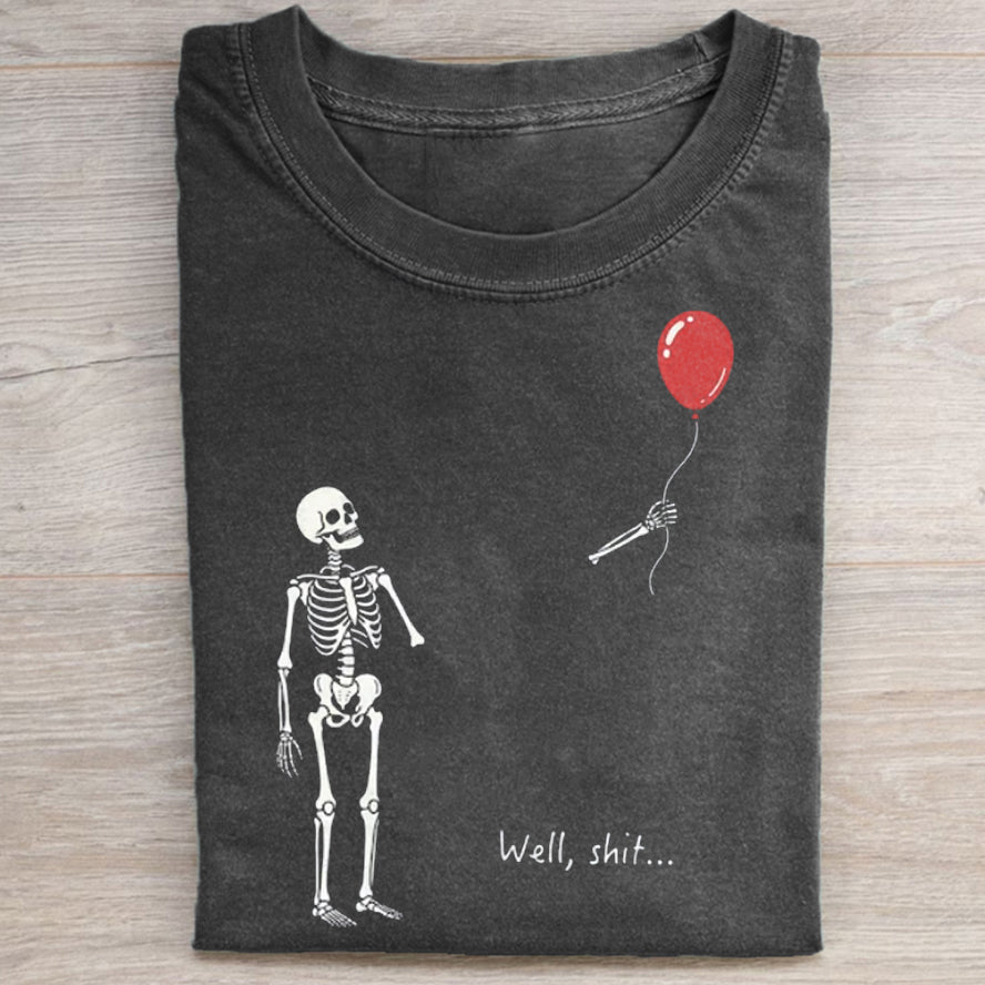 Skeleton Lost Balloon Fun Print Unisex T-Shirt