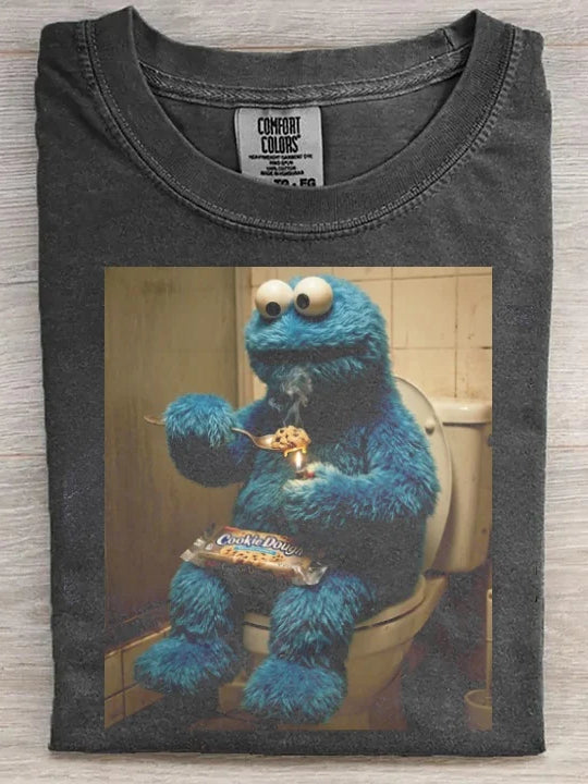 Vintage Cookie Monster Eating On Toilet T-Shirt