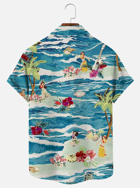 Men's Vintage Hawaiian Print Breathable Short Sleeve Shirt