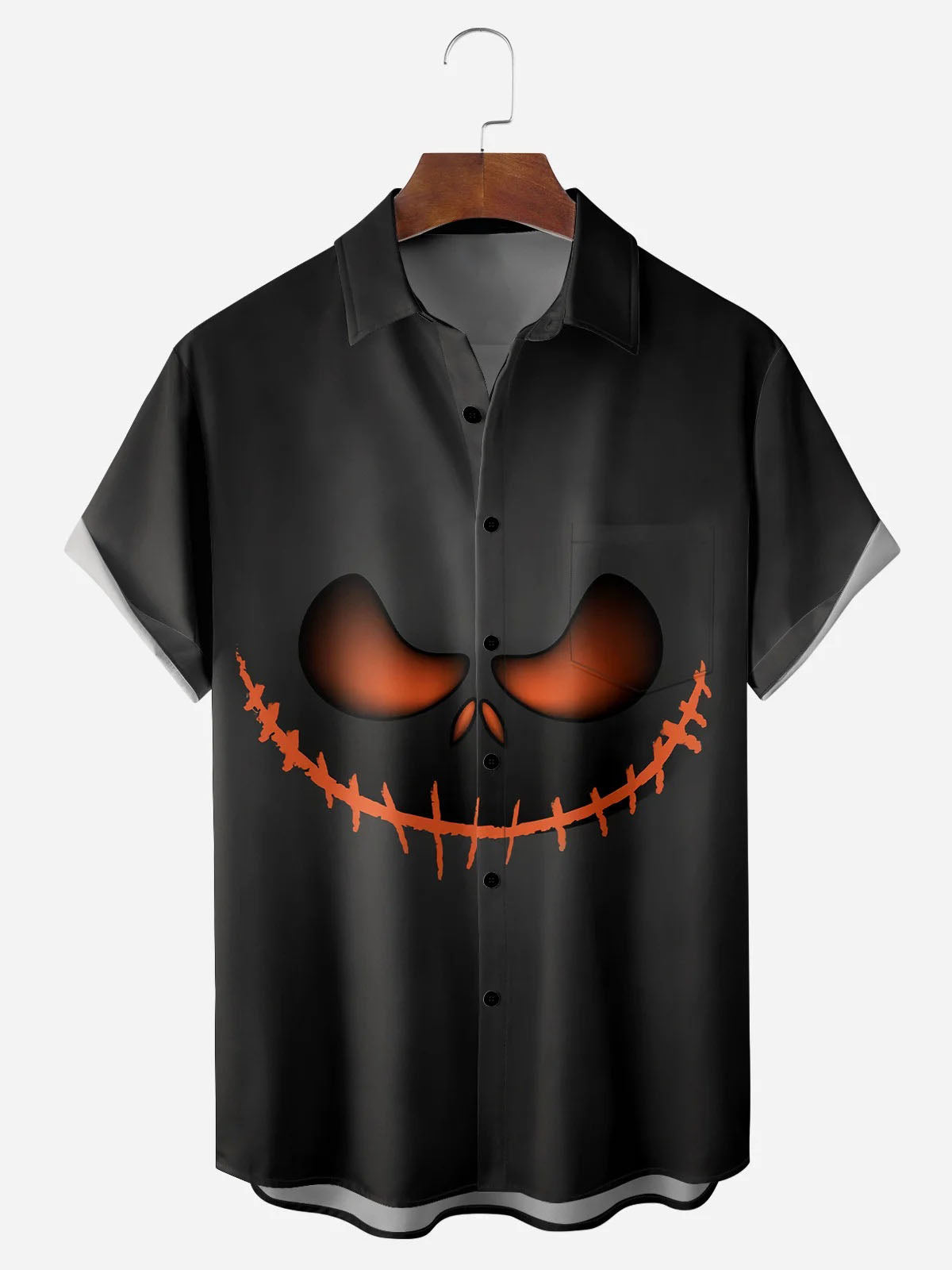 Men's Halloween Ghost Face Print Casual Short Sleeve Shirt