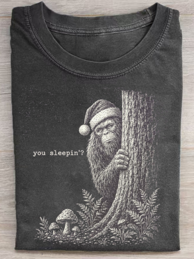 Sasquatch Santa You Sleepin T-Shirt