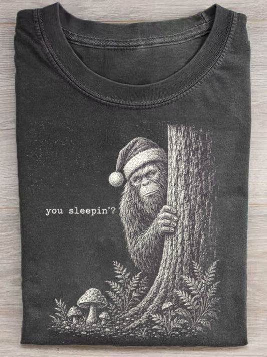 Sasquatch Santa You Sleepin T-Shirt