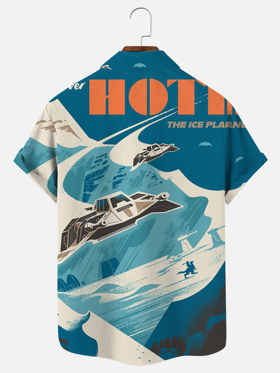 Men's Retro Space War Spaceship Poster Print Casual Short Sleeve Shirt