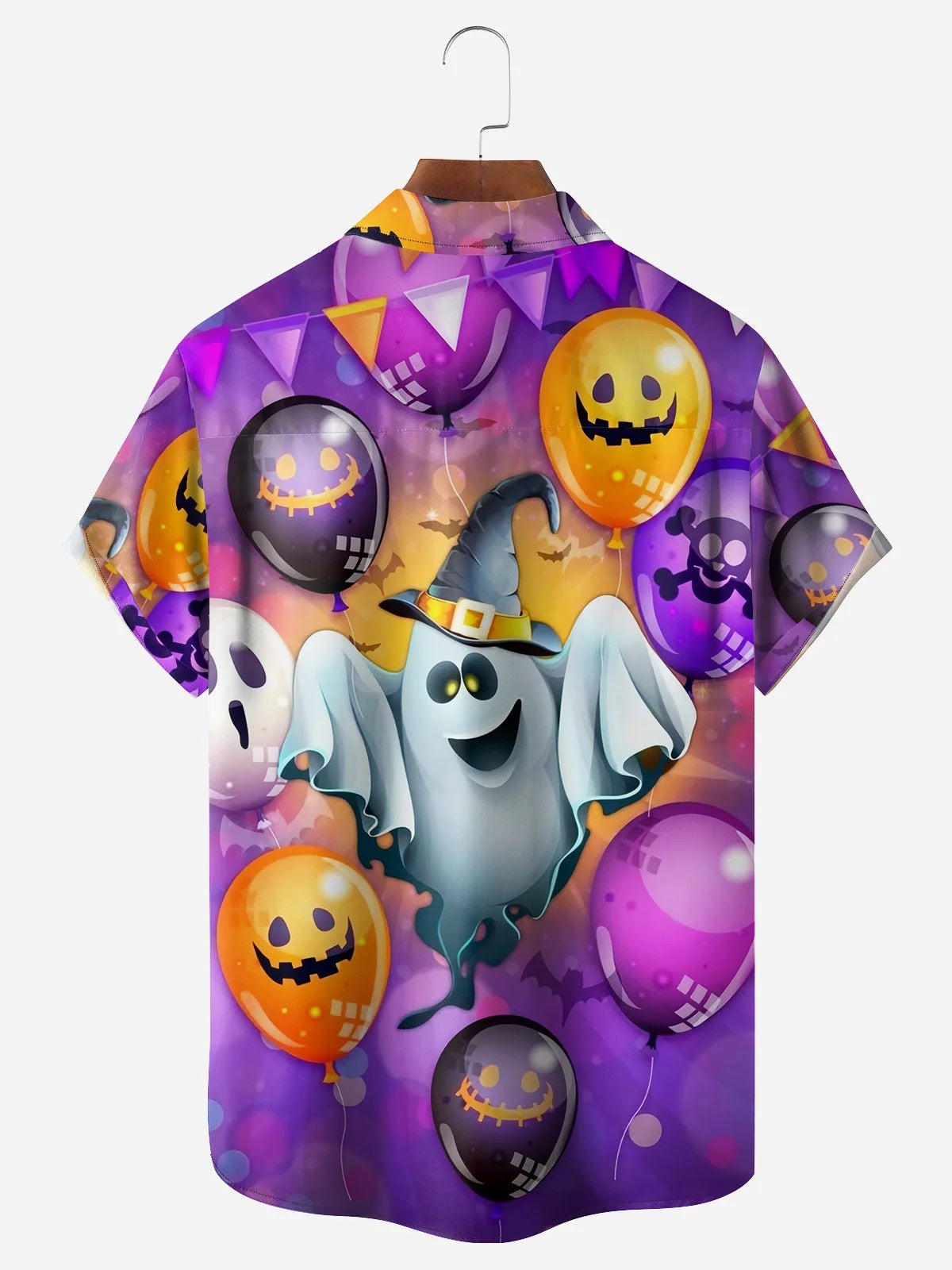 Men's Fashion Halloween Demon Ghost Print Short Sleeve Shirt