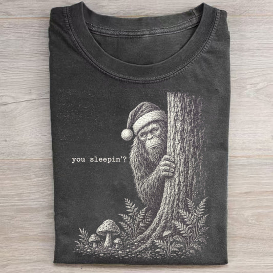 Sasquatch Santa You Sleepin T-Shirt