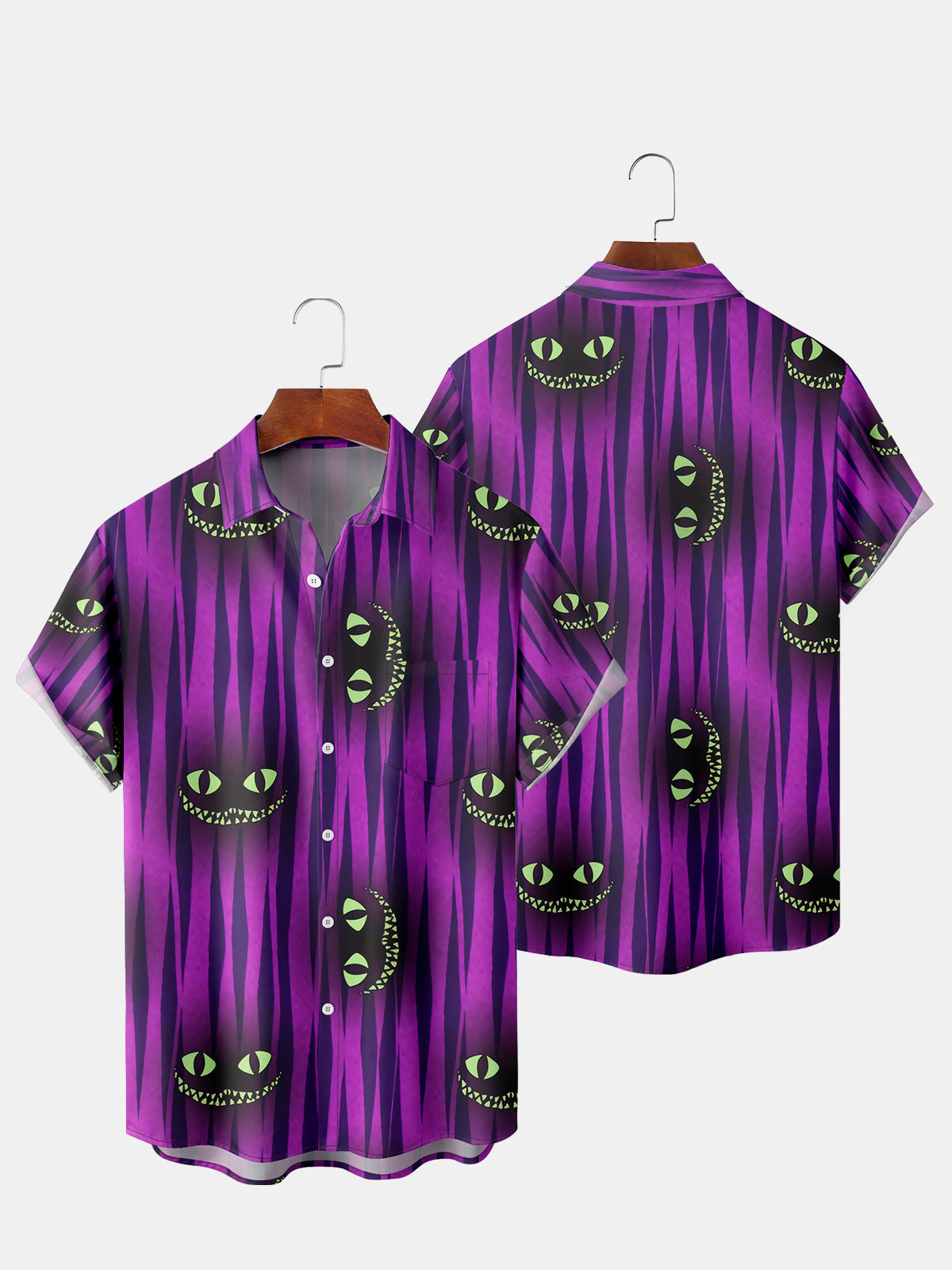 Men's Halloween Print Trendy Loose Short Sleeve Shirt