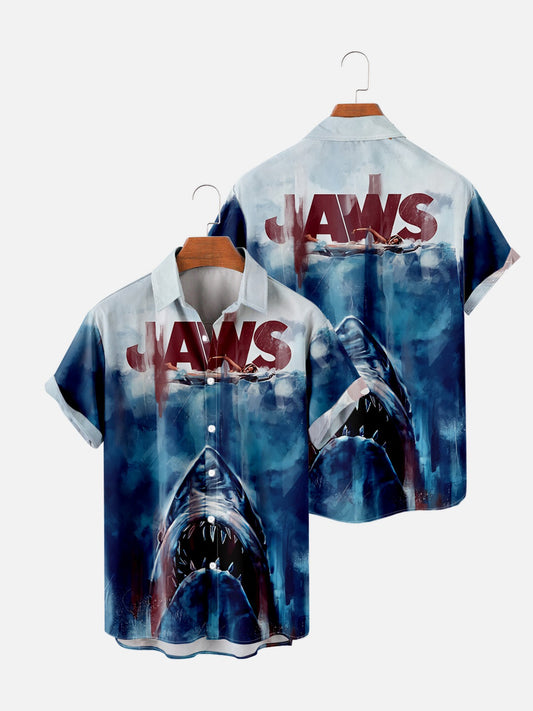 Men'S Ocean Shark Printed Short Sleeve Shirt