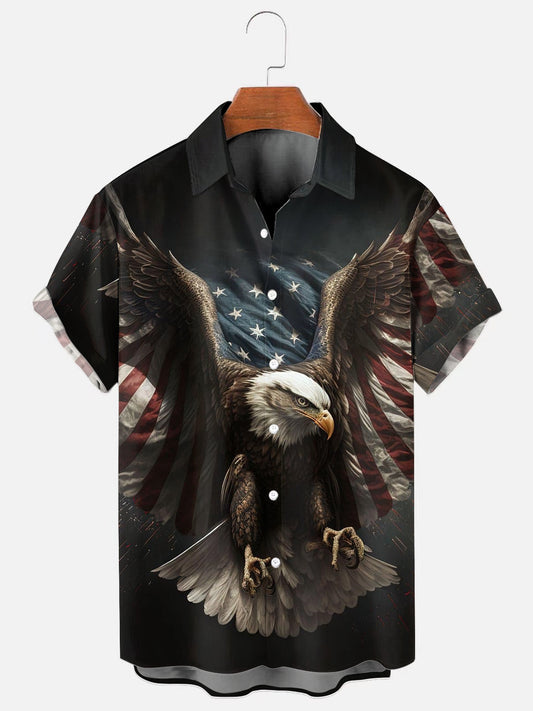 Men's Eagle American Flag Holiday Short Sleeve Shirt