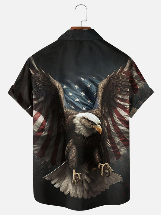 Men's Eagle American Flag Holiday Short Sleeve Shirt