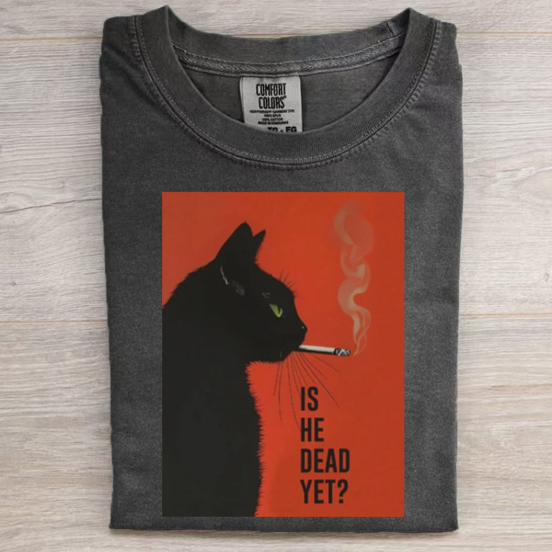Black Cat Smoking Fun Print Unisex T-Shirt
