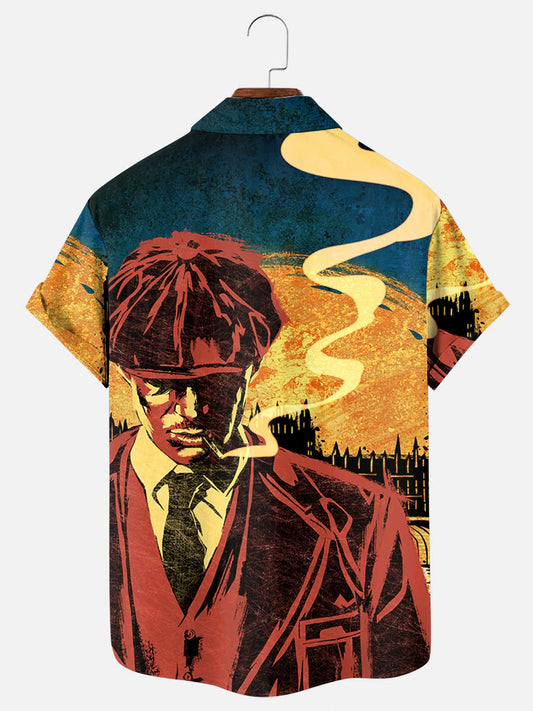 Men's Peaky Blinders Poster Print Hawaiian Short Sleeve Shirt