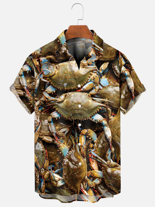 Men's Gulf of Mexico Blue Crab Hawaiian Short Sleeve Shirt
