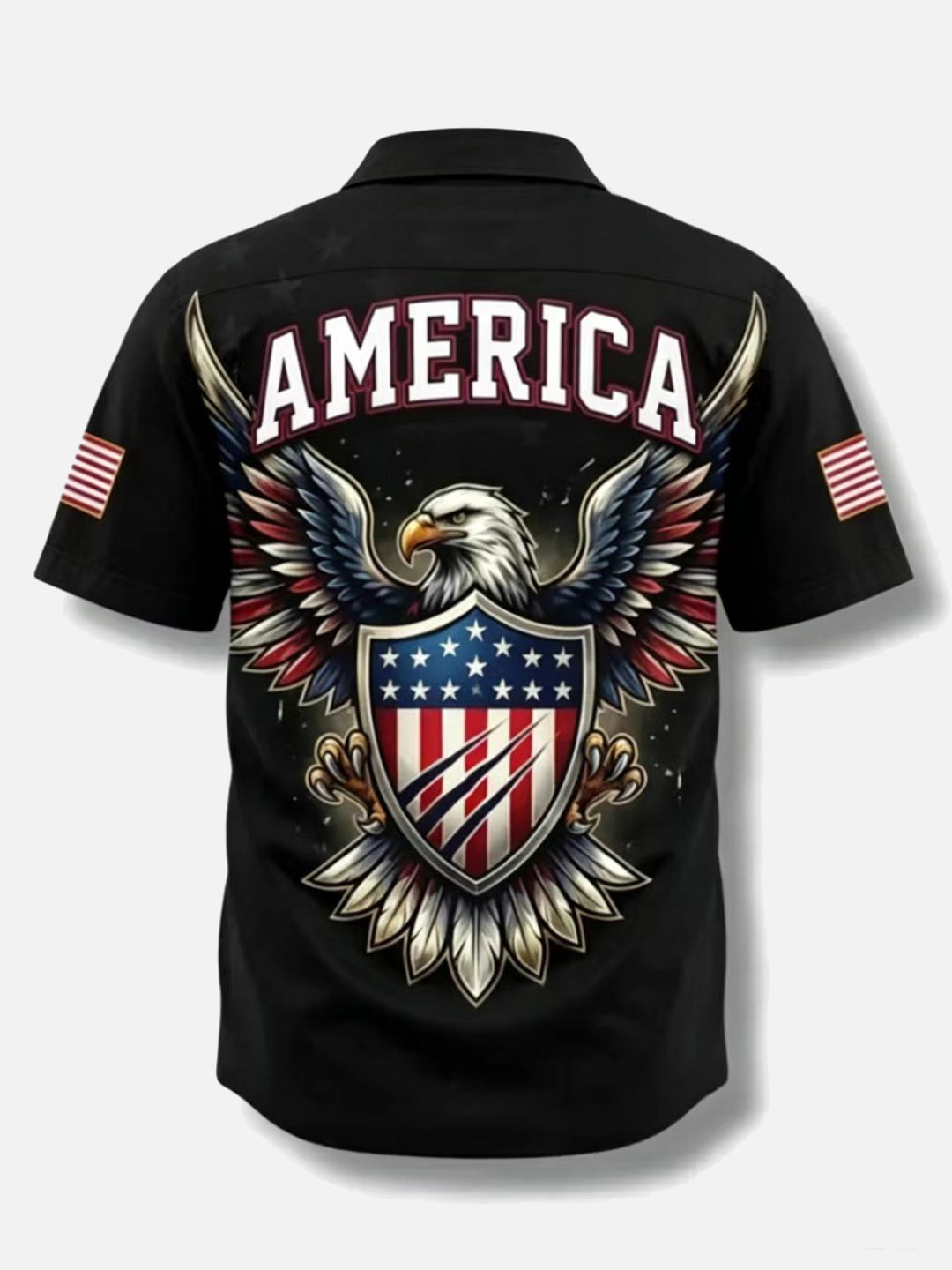 America 250 Years Commemorative Eagle Flag Print Short Sleeve Shirt