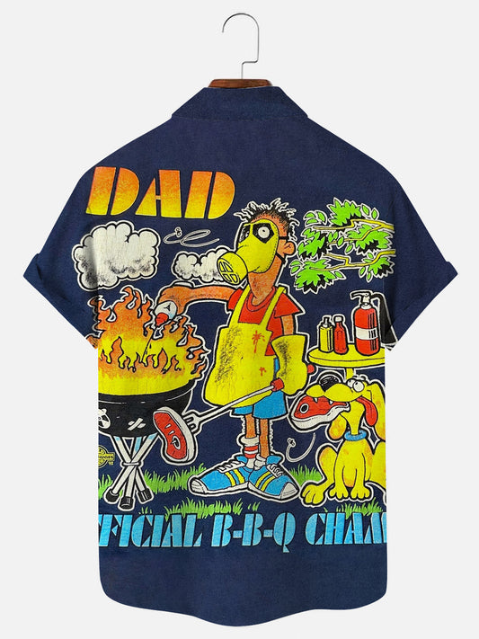 Men's 80's Fun BBQ Retro Short Sleeve Shirt