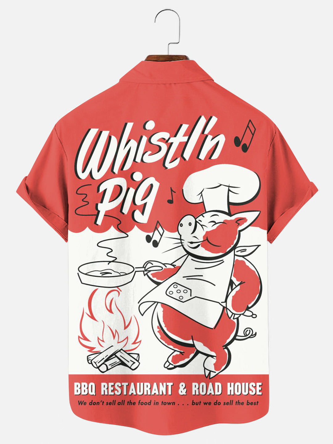 Men's Whistl'n Pig BBQ Vintage Print Casual Short Sleeve Shirt
