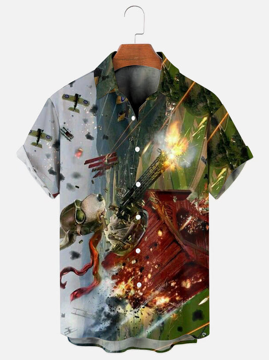 Men's Cartoon Character Print Hawaiian Short Sleeve Shirt