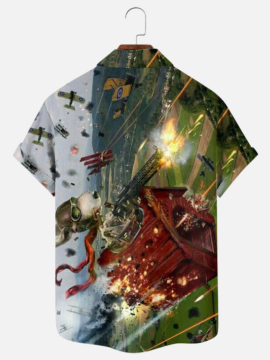 Men's Cartoon Character Print Hawaiian Short Sleeve Shirt