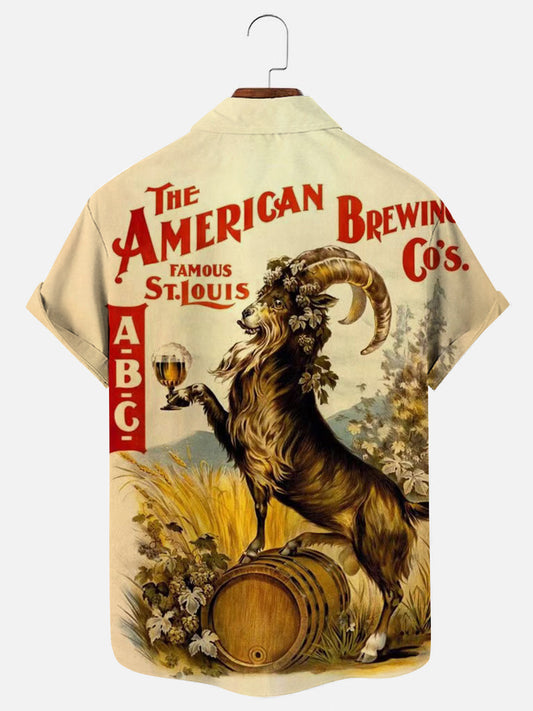 Retro Beer Hawaiian Casual Short Sleeve Shirt