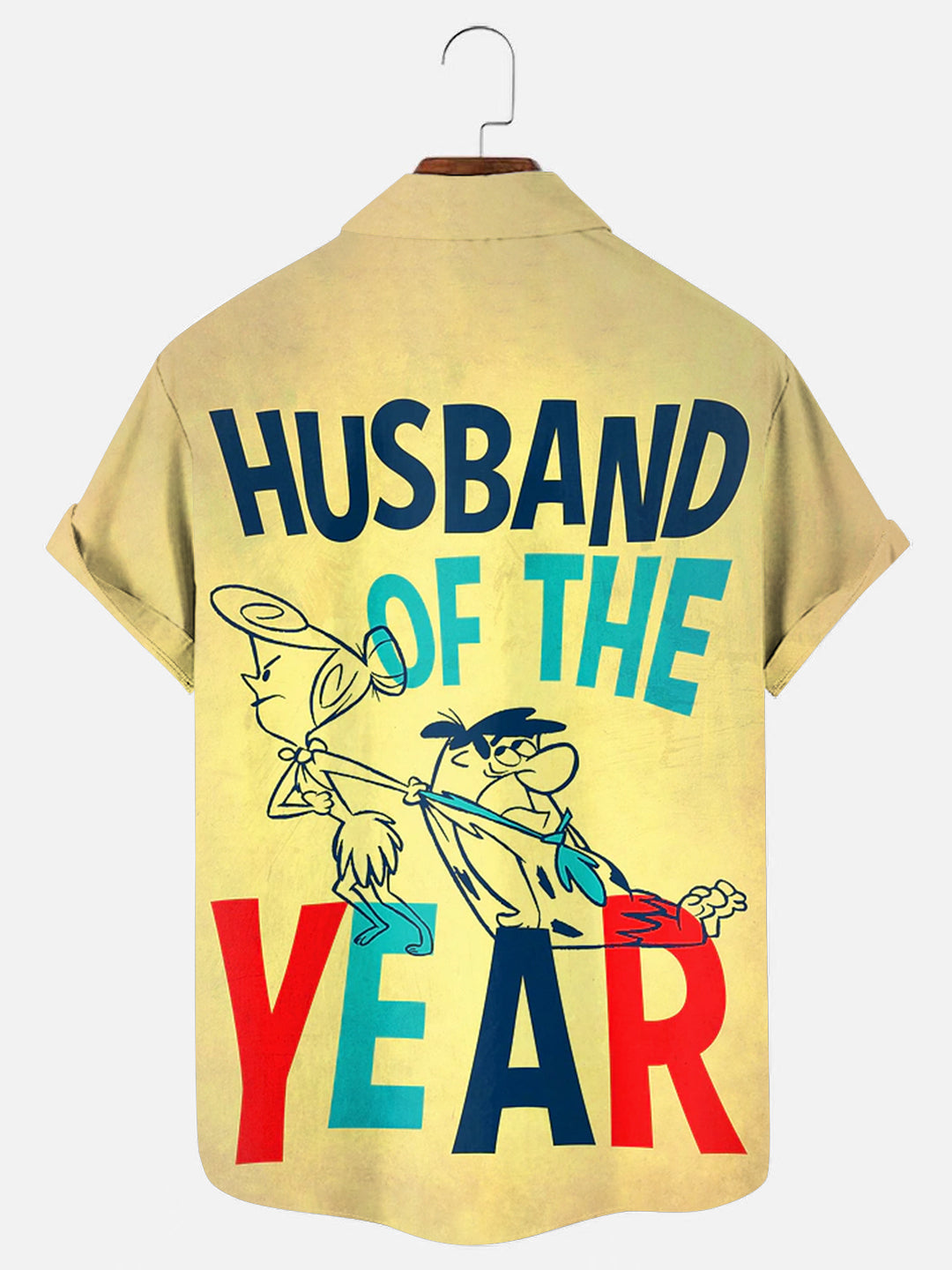 Men's Vintage Best Husband of the Year Poster Print Casual Short Sleeve Pocket Shirt