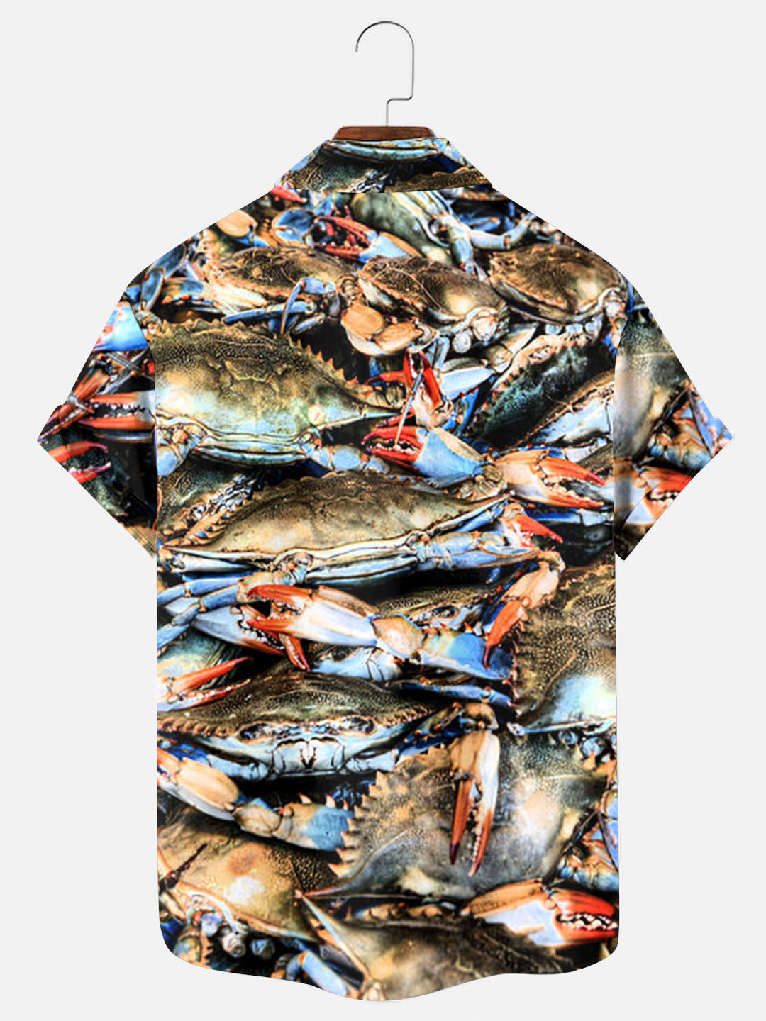 Men's Blue Crab Print Hawaiian Short Sleeve Shirt