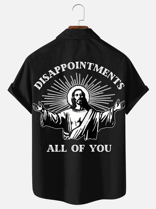 Disappointed Jesus Art Print Casual Short Sleeve Shirt
