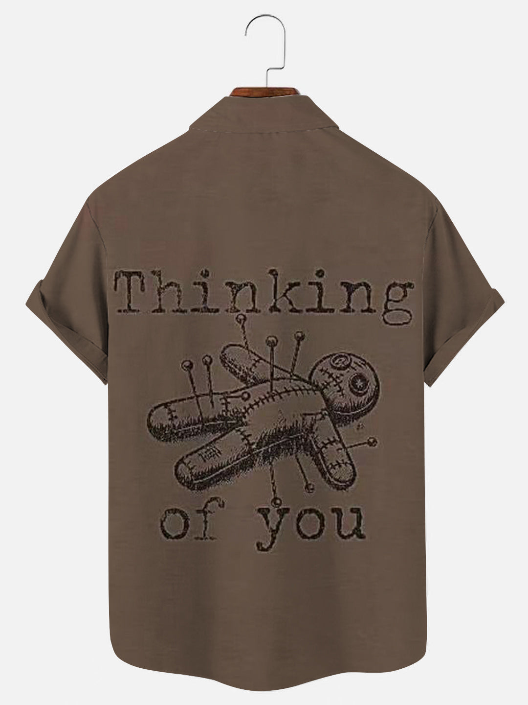 Thinking of You Voodoo Doll Print Casual Short Sleeve Shirt