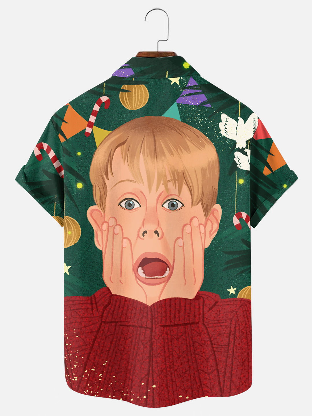 Men's Christmas Character Print Holiday Short Sleeve Shirt