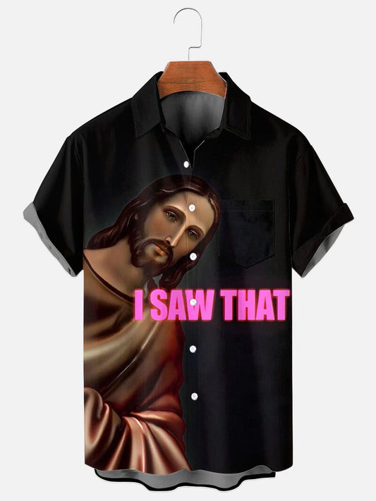 I Saw That Funny Jesus Short Sleeve Pocket Shirt