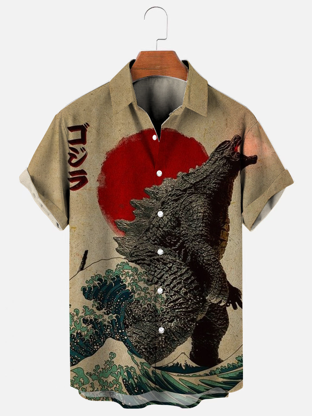Godzilla Japanese Pattern Print Men's Hoodie