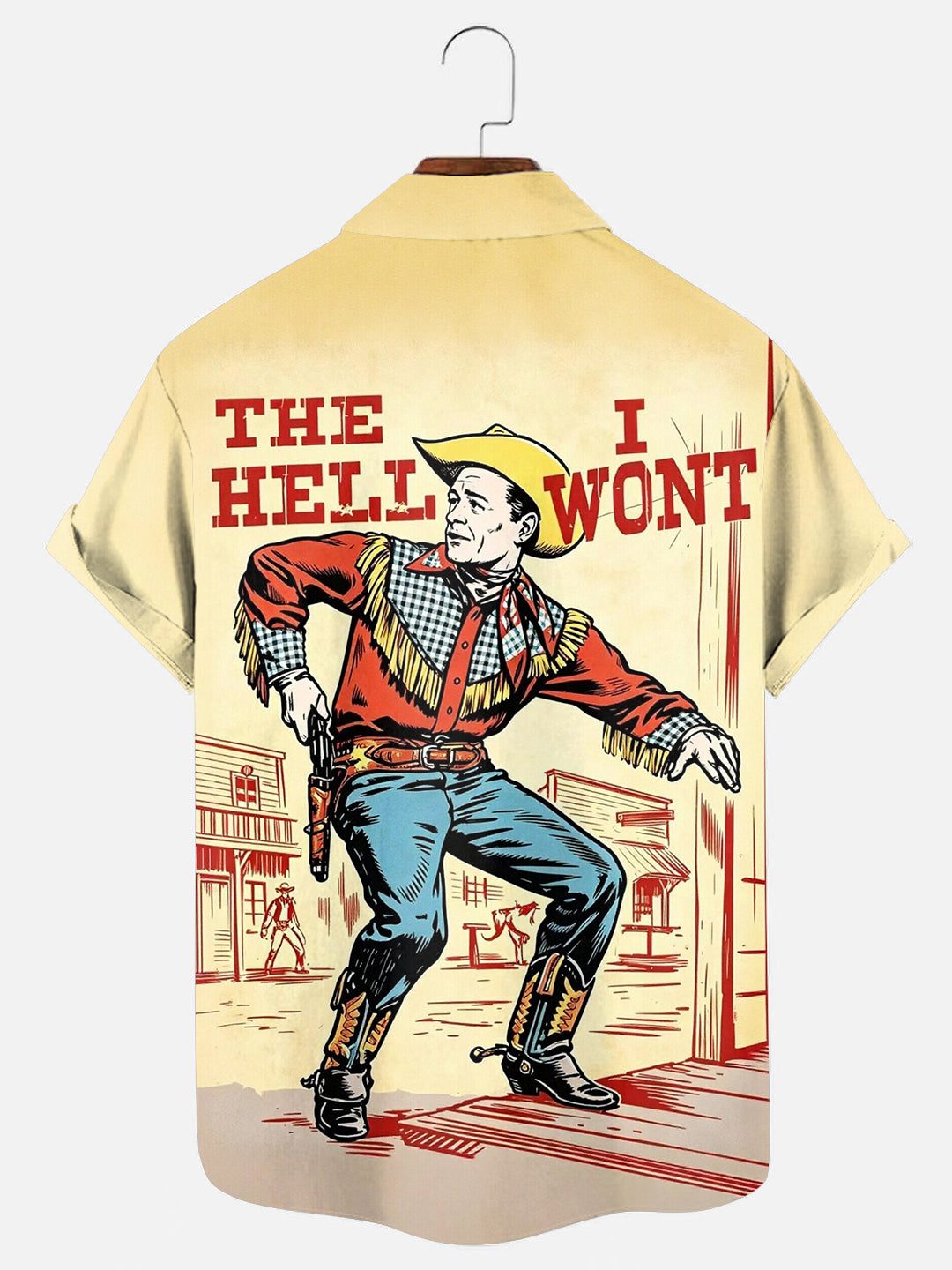 The Hell I Wont Cowboy Printed Vintage Short Sleeve Pocket Shirt